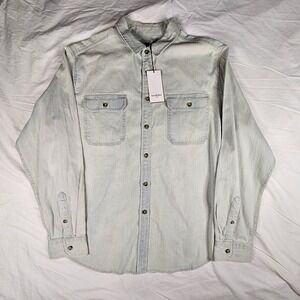 Goodfellow & Co Men's XL Denim Shirt Light Wash Blue Cotton Long Sleeve NWT New